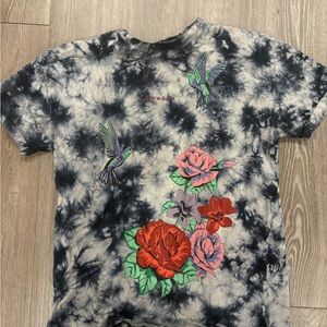 YoungLA Floral Hummingbird Tee - Black and Cream